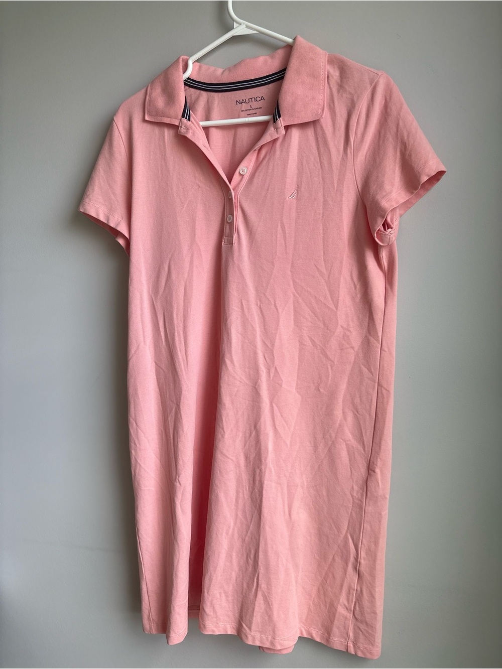 Nautica Pink Polo Shirt Dress with Contrast Trim
